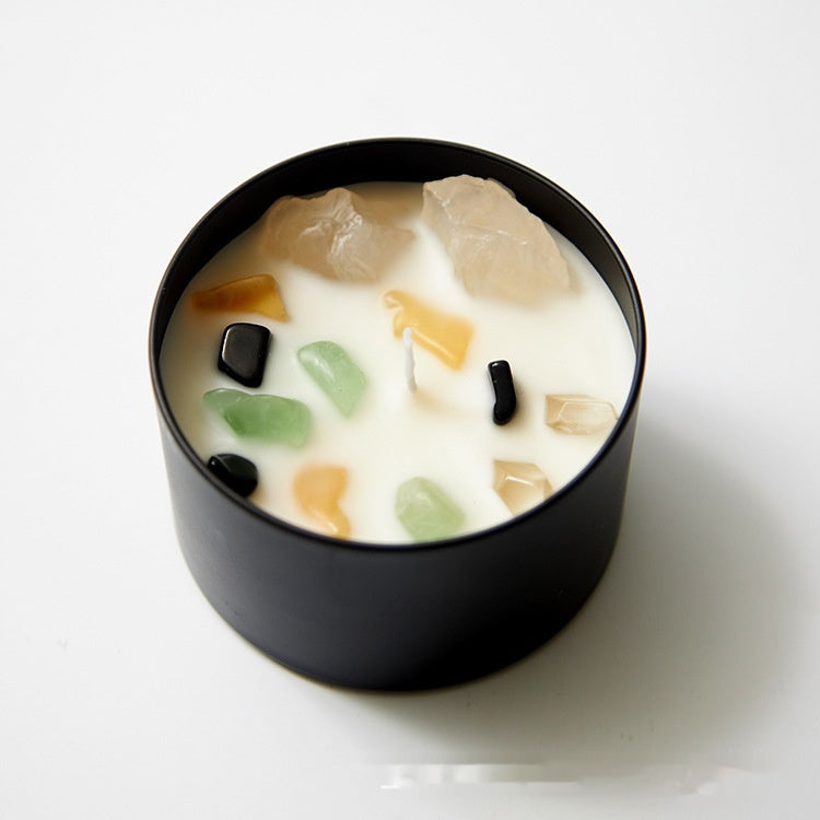 Crystal & Dried Flower Candle