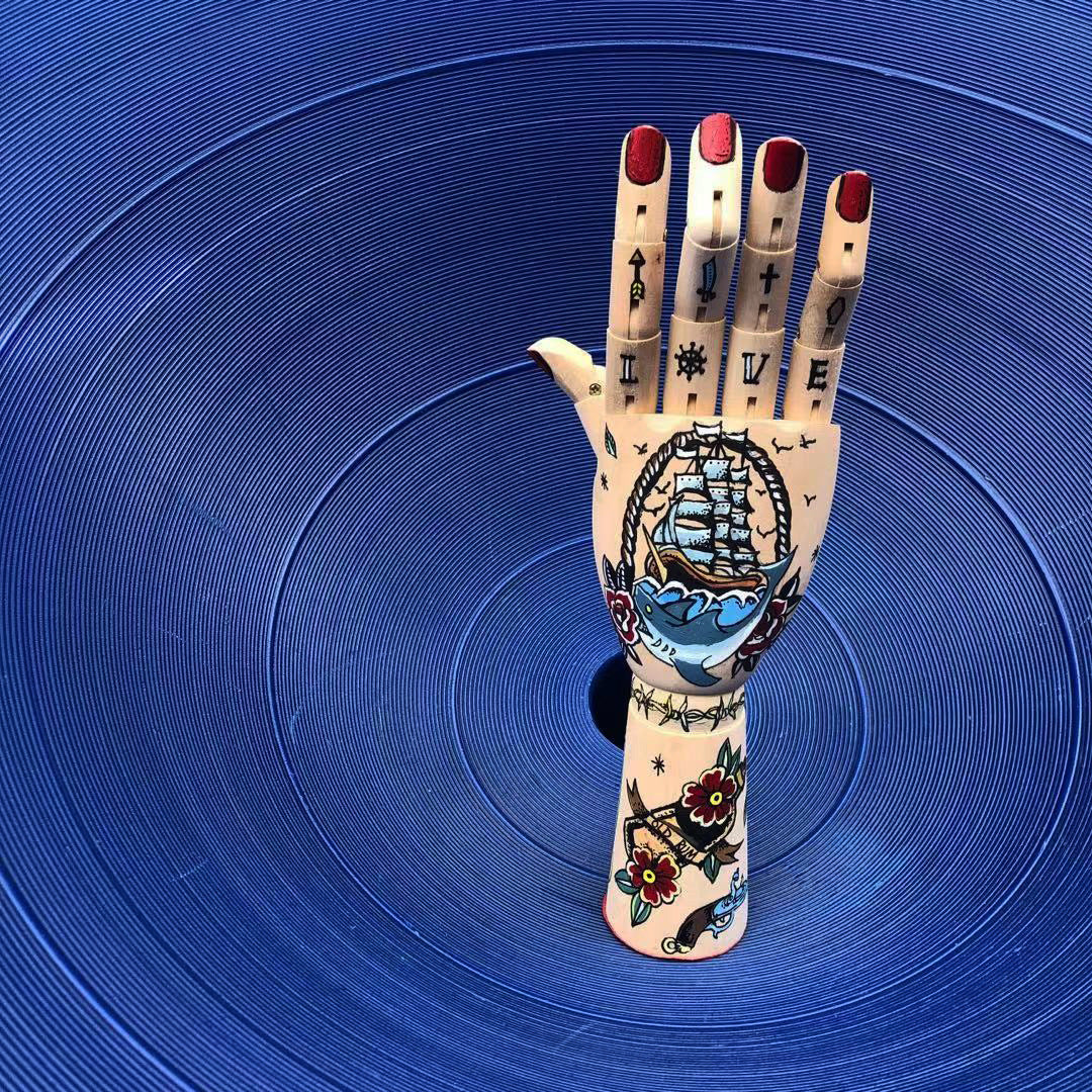 Hand Painted Vintage Wood Hand