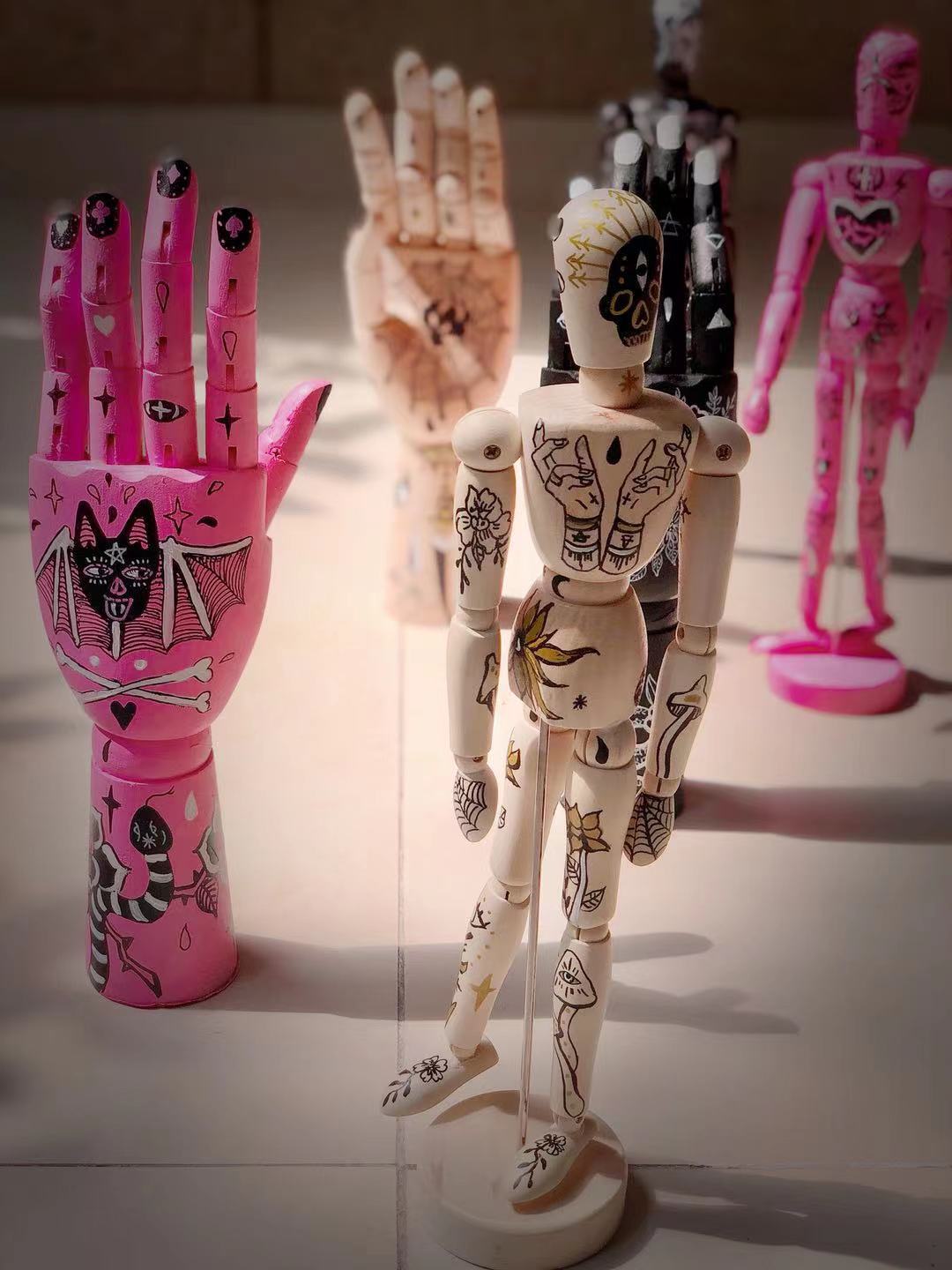 Hand Painted Vintage Wood Hand