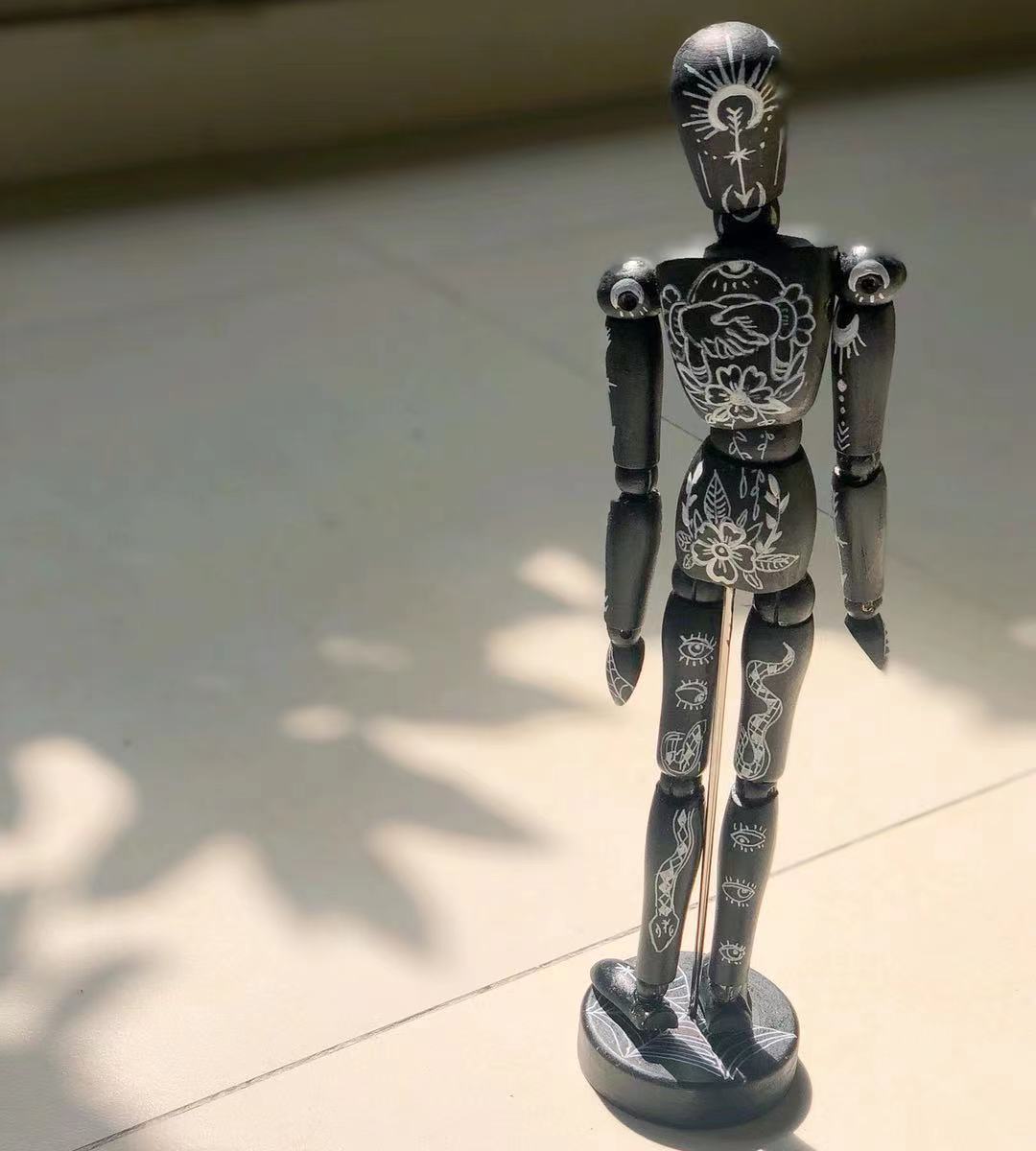 Hand Painted Vintage Wood Hand