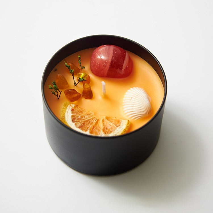 Crystal & Dried Flower Candle